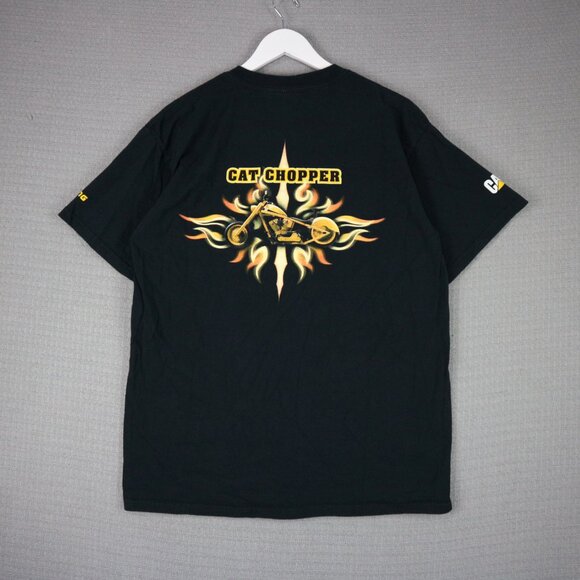 Cat Chopper Motorcycle Tee Mens Large Gildan VIntage - Picture 2 of 6